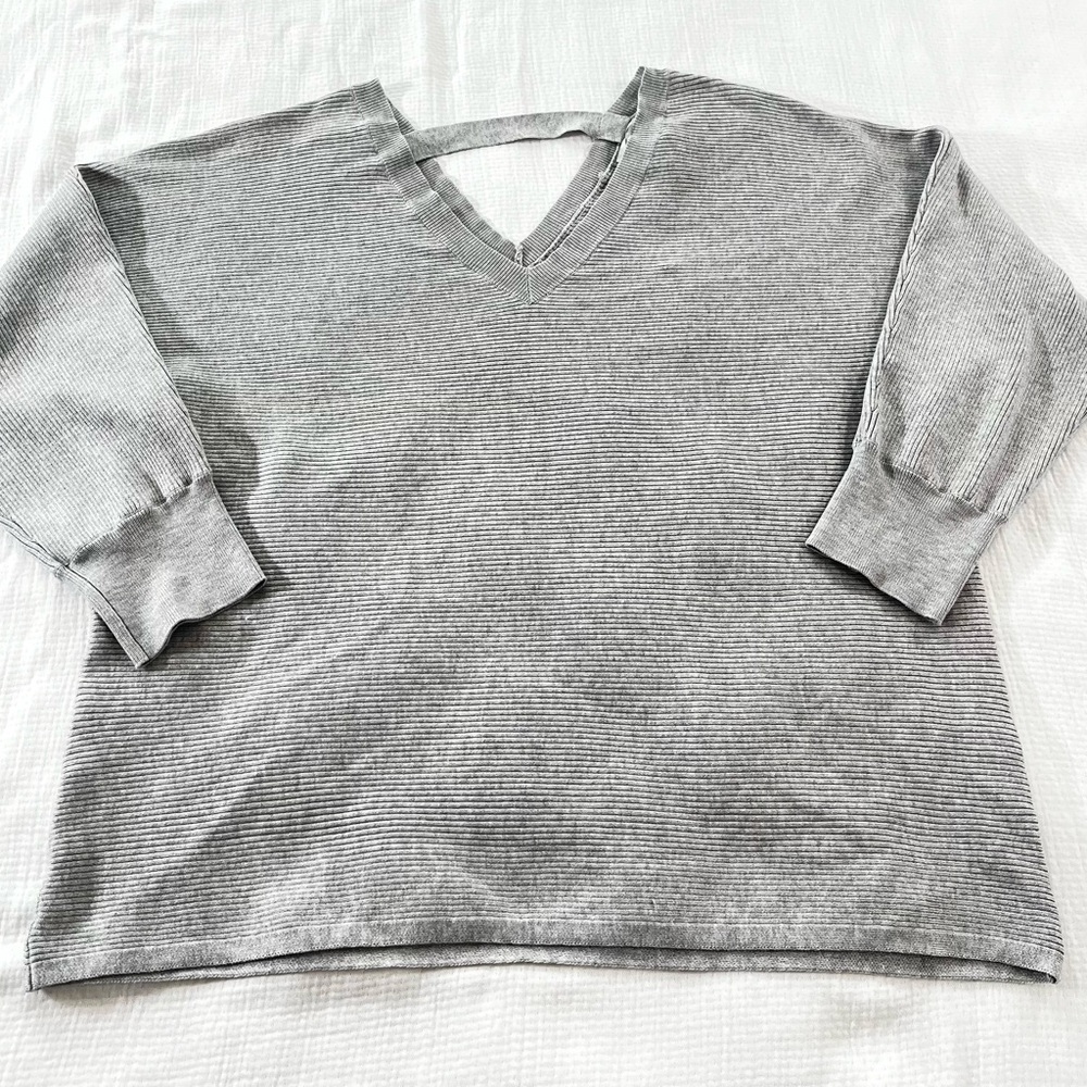 Pink Rose Grey V Neck Sweater US 2X